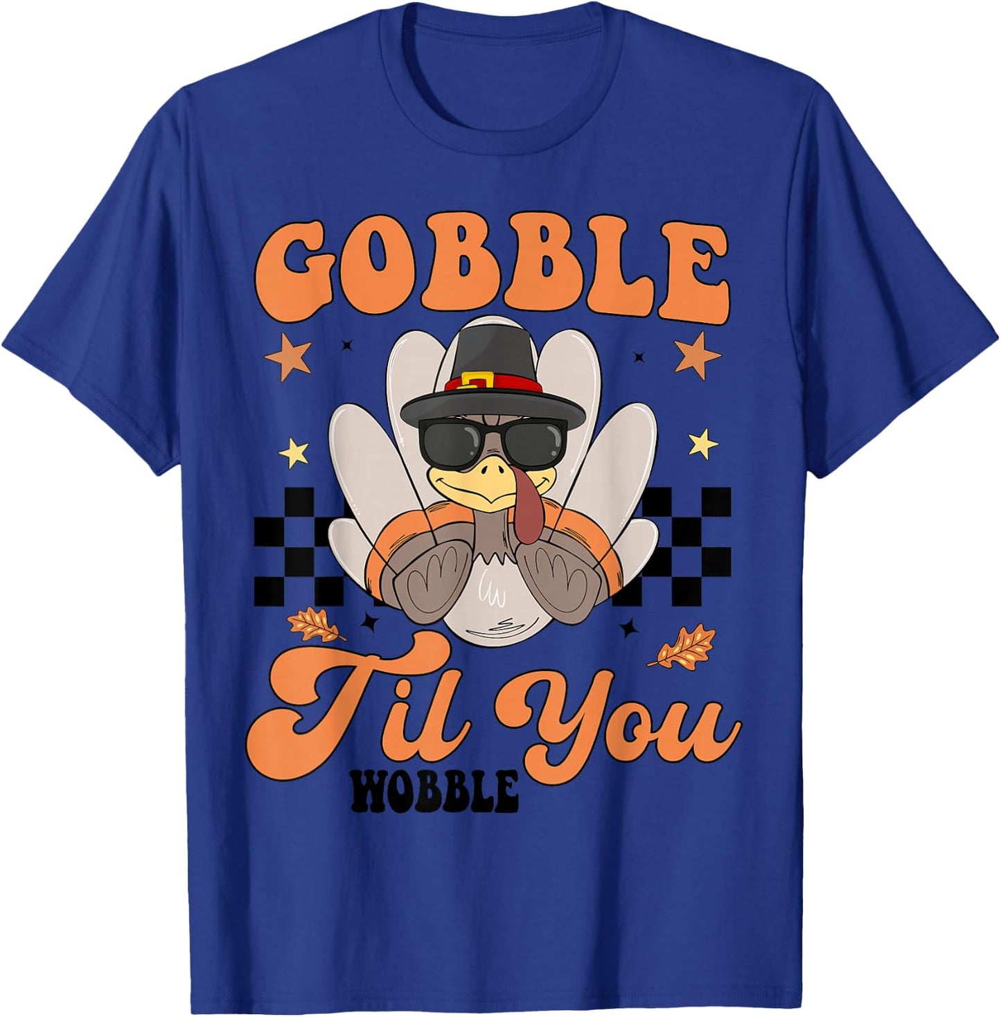 Cute Gobble Til You Wobble Boy Toddler Turkey Thanksgiving T-Shirt - T-Shirt | Royal