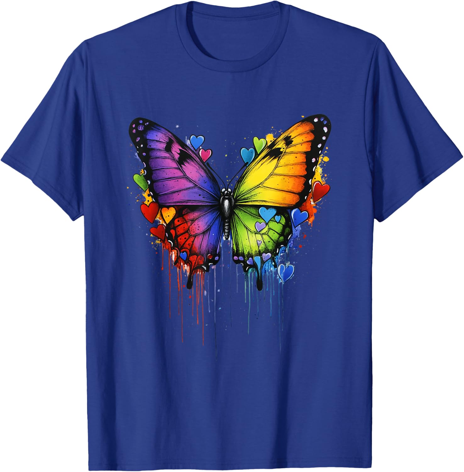Colorful Butterfly Hearts Graphic Men Women Valentines Day T-Shirt - T-Shirt | Royal