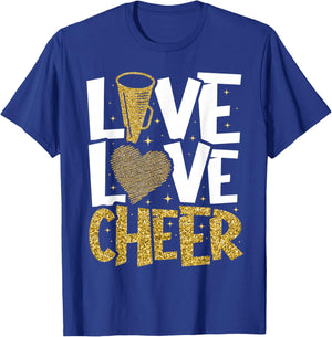 Live Love Cheer Girl Cheerleading Cheerleader Women Cheer T-Shirt - T-Shirt | Royal