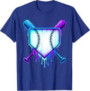 Baseball Drip Ice Cream Blue Cosmic Baseball Glow T-Shirt - T-Shirt | Royal