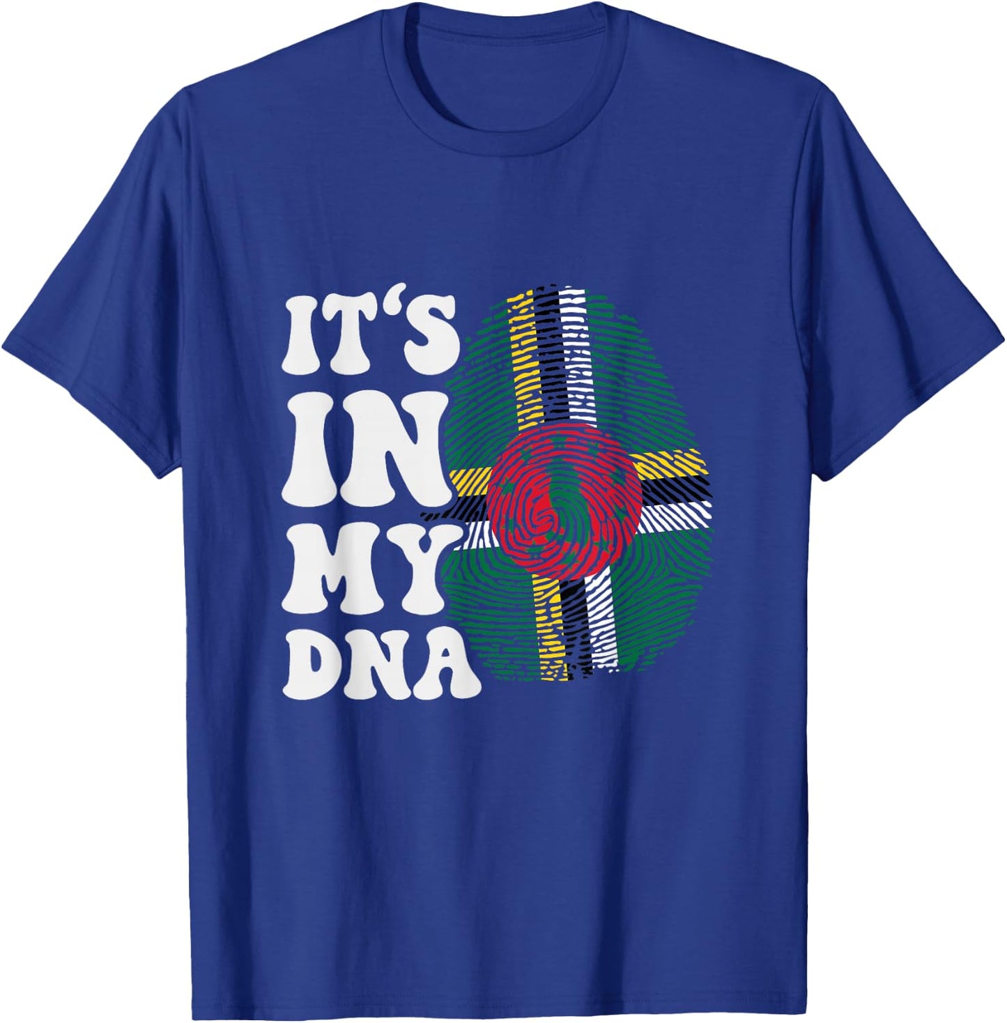 Funny it's in my DNA Dominica flag Fingerprint T-Shirt - T-Shirt | Royal