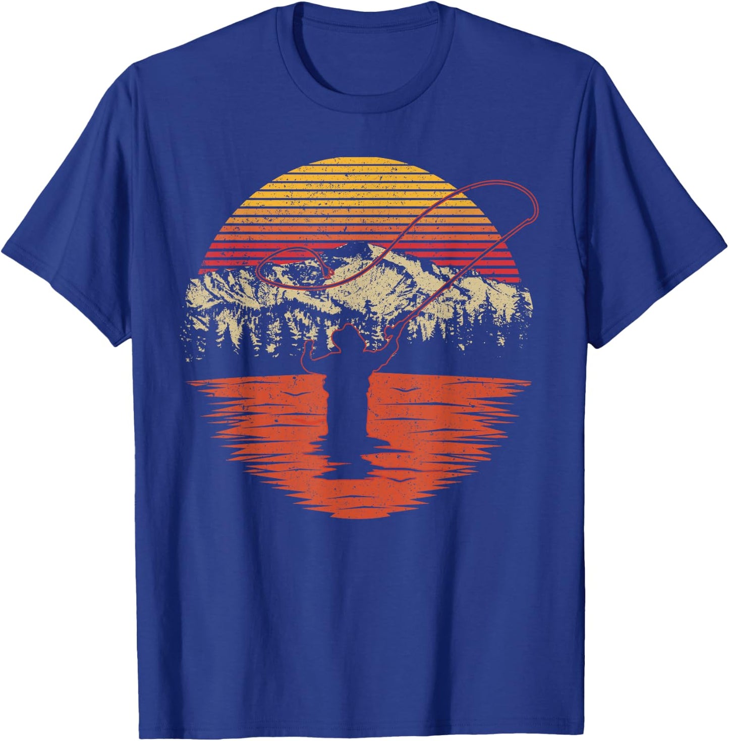 Retro Vintage Fly Fishing Shirt - Fly Fisherman T-Shirt - T-Shirt | Royal