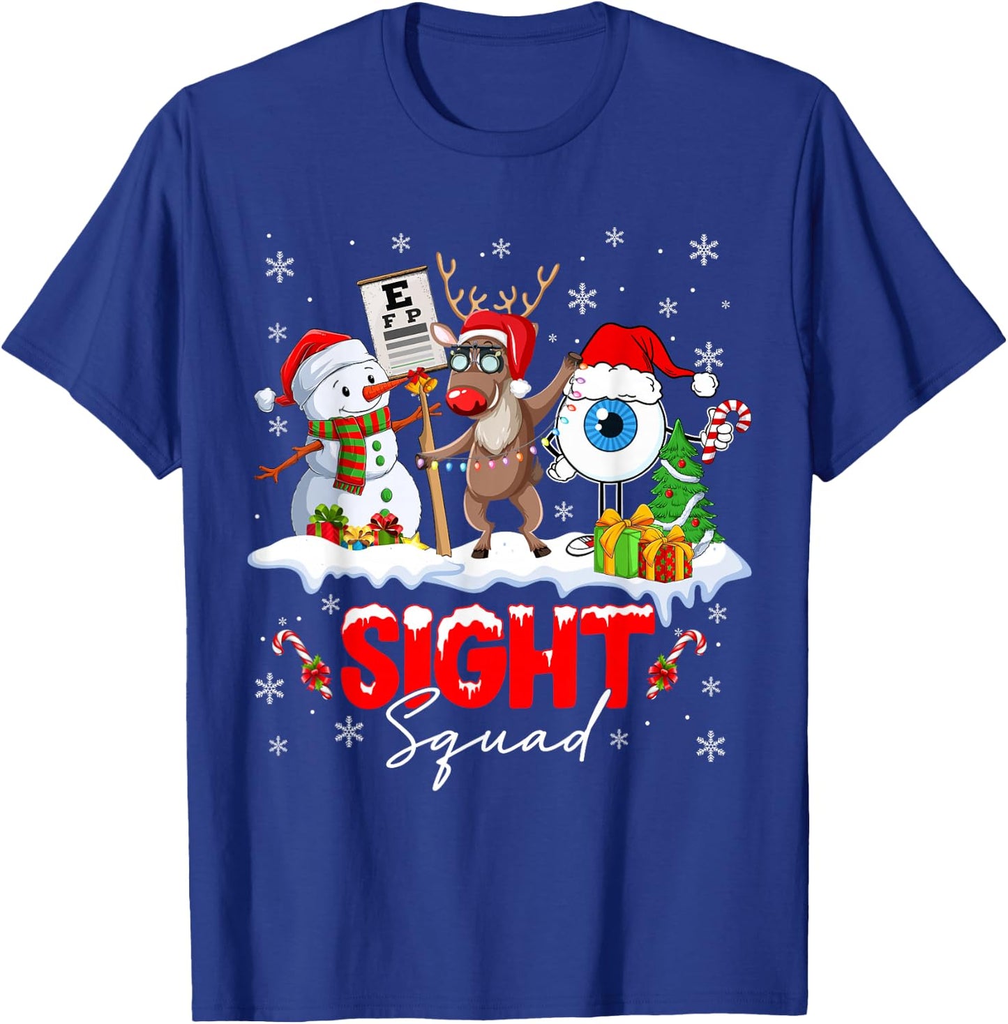 Christmas Sight Squad Santa Reindeer Optometrist Snowman T-Shirt - T-Shirt | Royal