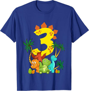 Children's 3 Years Birthday Boy Dinosaur Party Dino I Am 3 , black T-Shirt - T-Shirt | Royal