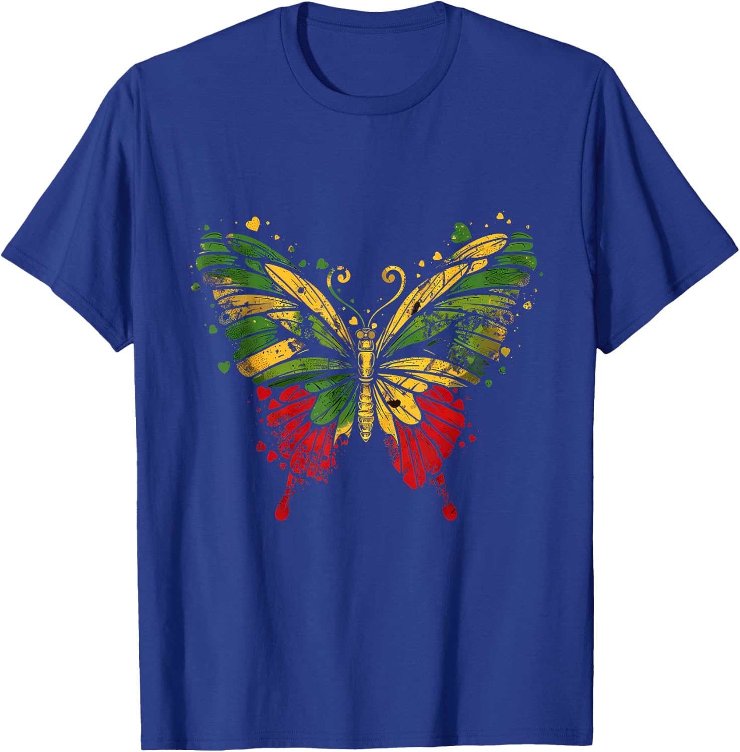 Reggae Butterfly Jamaican Pride Rastafari Roots Rasta T-Shirt - T-Shirt | Royal