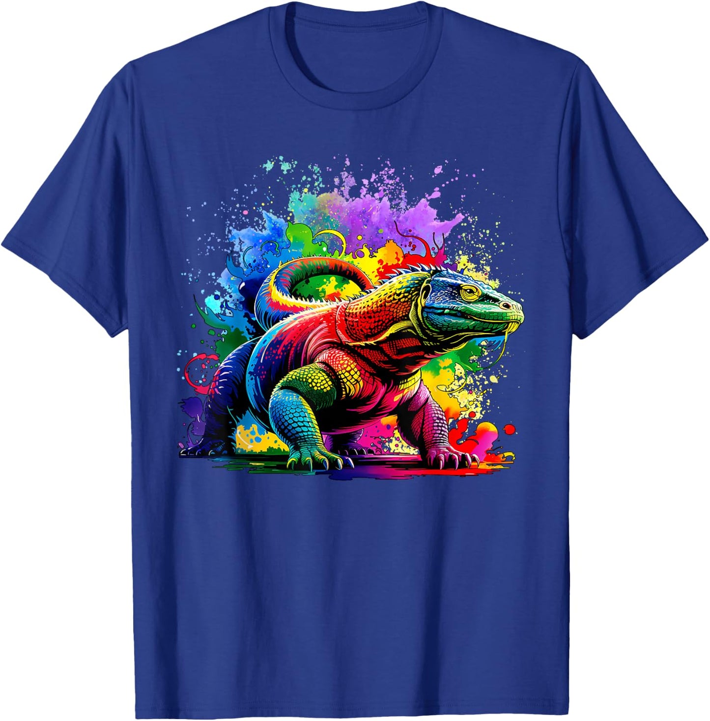 Colorful Splash Art Komodo Dragon Komodo Island Monitor T-Shirt - T-Shirt | Royal