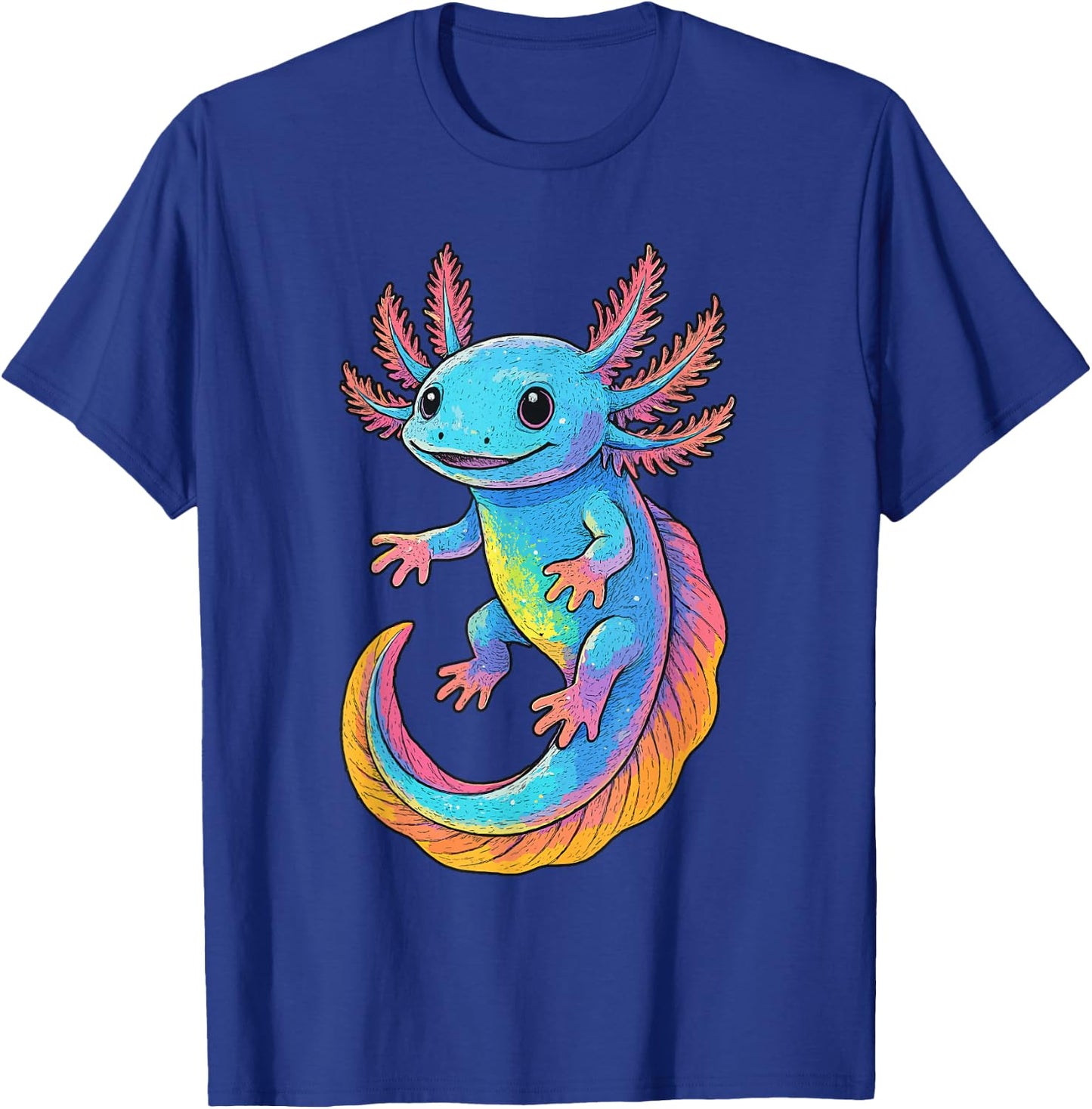 Axolotl | For Girls & Boys | Colorful Anime Axolotl Graphic T-Shirt - T-Shirt | Royal
