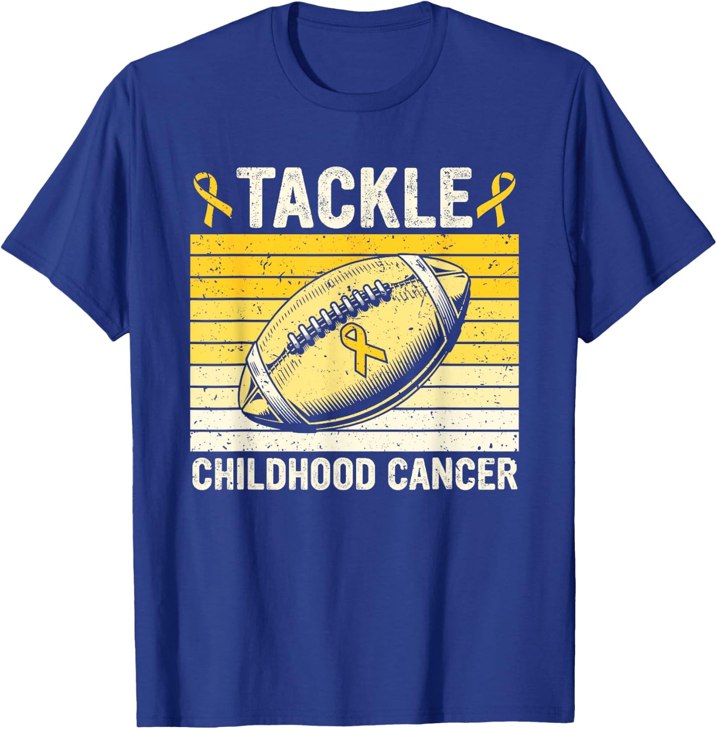 Football Tackle Childhood Cancer Awareness Survivor Support T-Shirt - T-Shirt | Royal