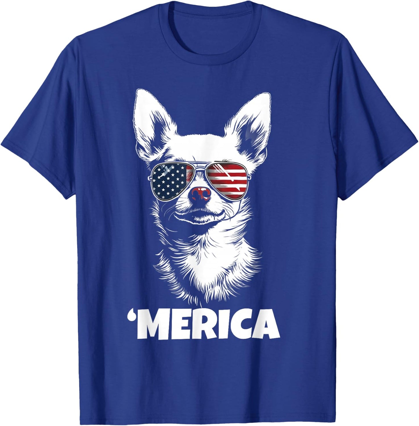 American Flag Merica chihuahua dog 4th Of July kids women T-Shirt - T-Shirt | Royal