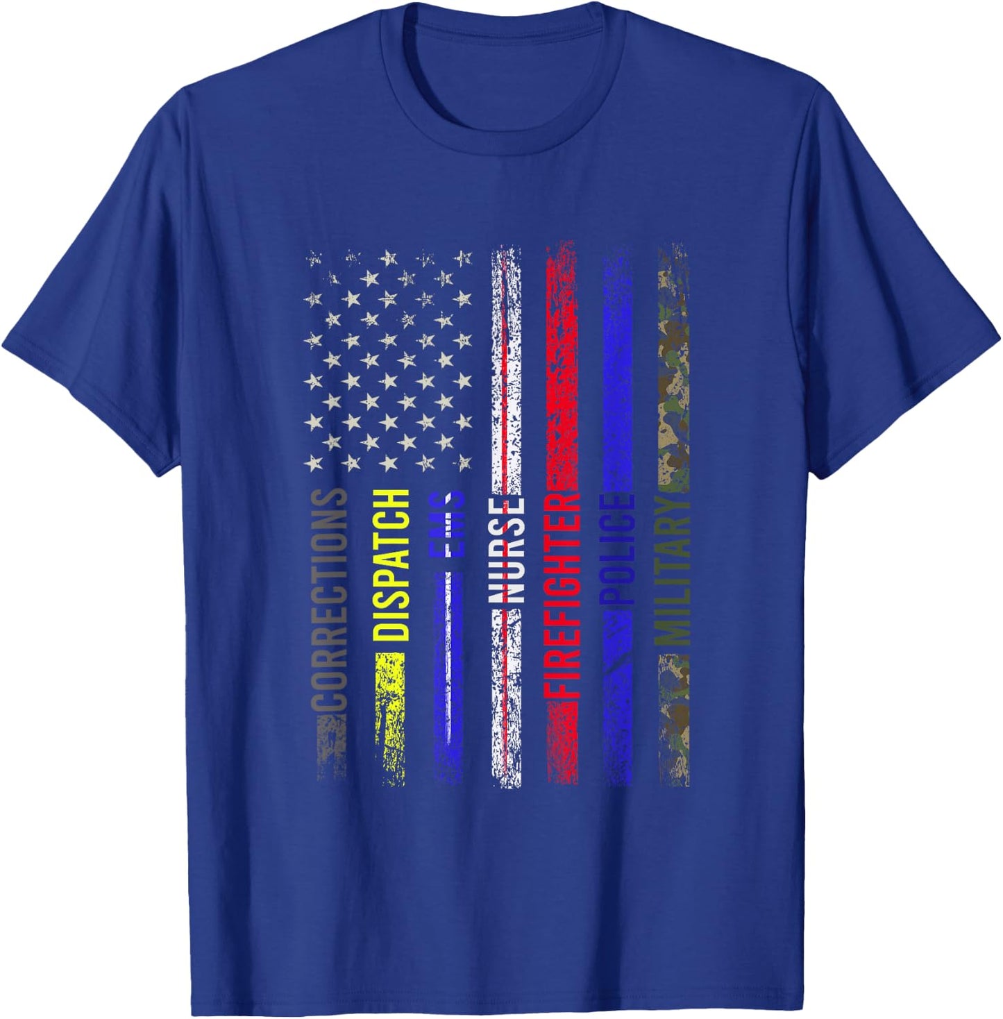 First Responder - Front Line Workers - US Flag - Patriotic Men T-Shirt - T-Shirt | Royal