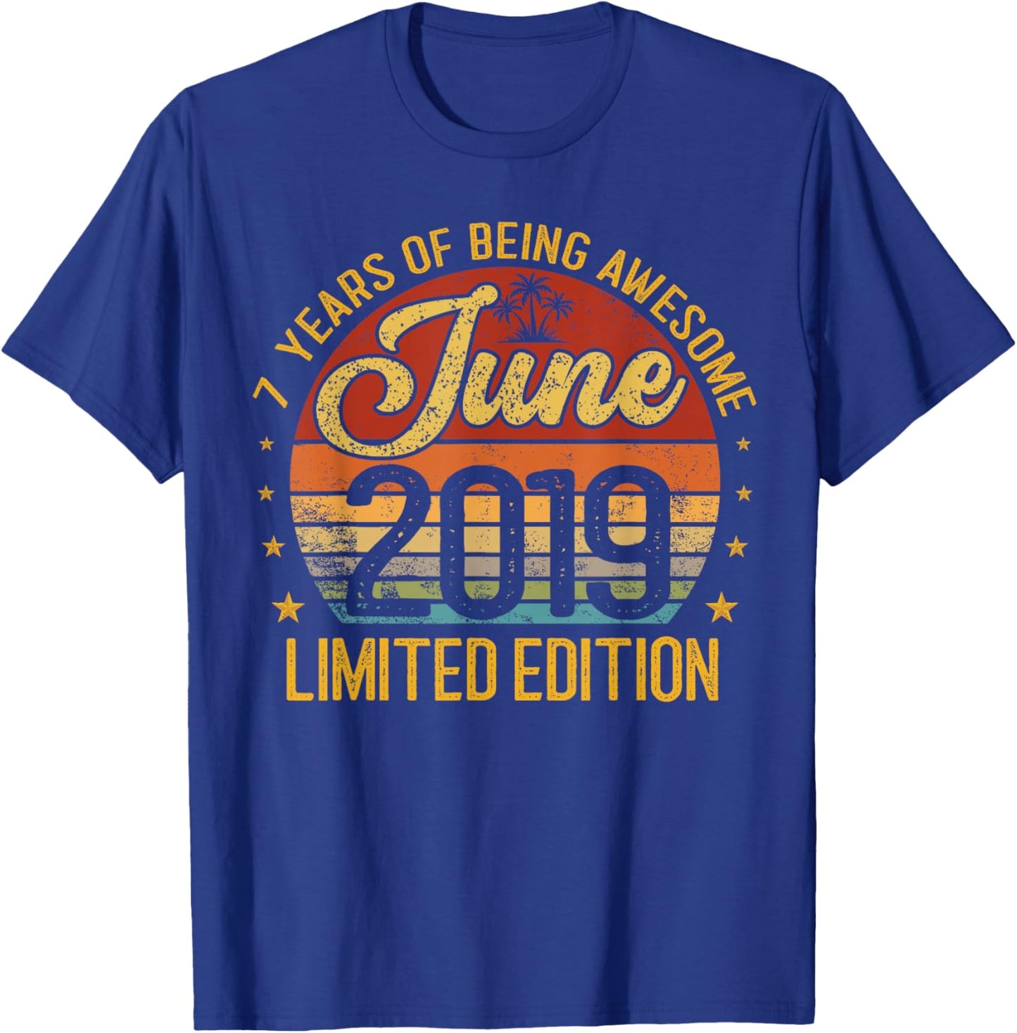 Retro June 2019 Limited Edition 7-Year-Old 7th Birthday T-Shirt - T-Shirt | Royal