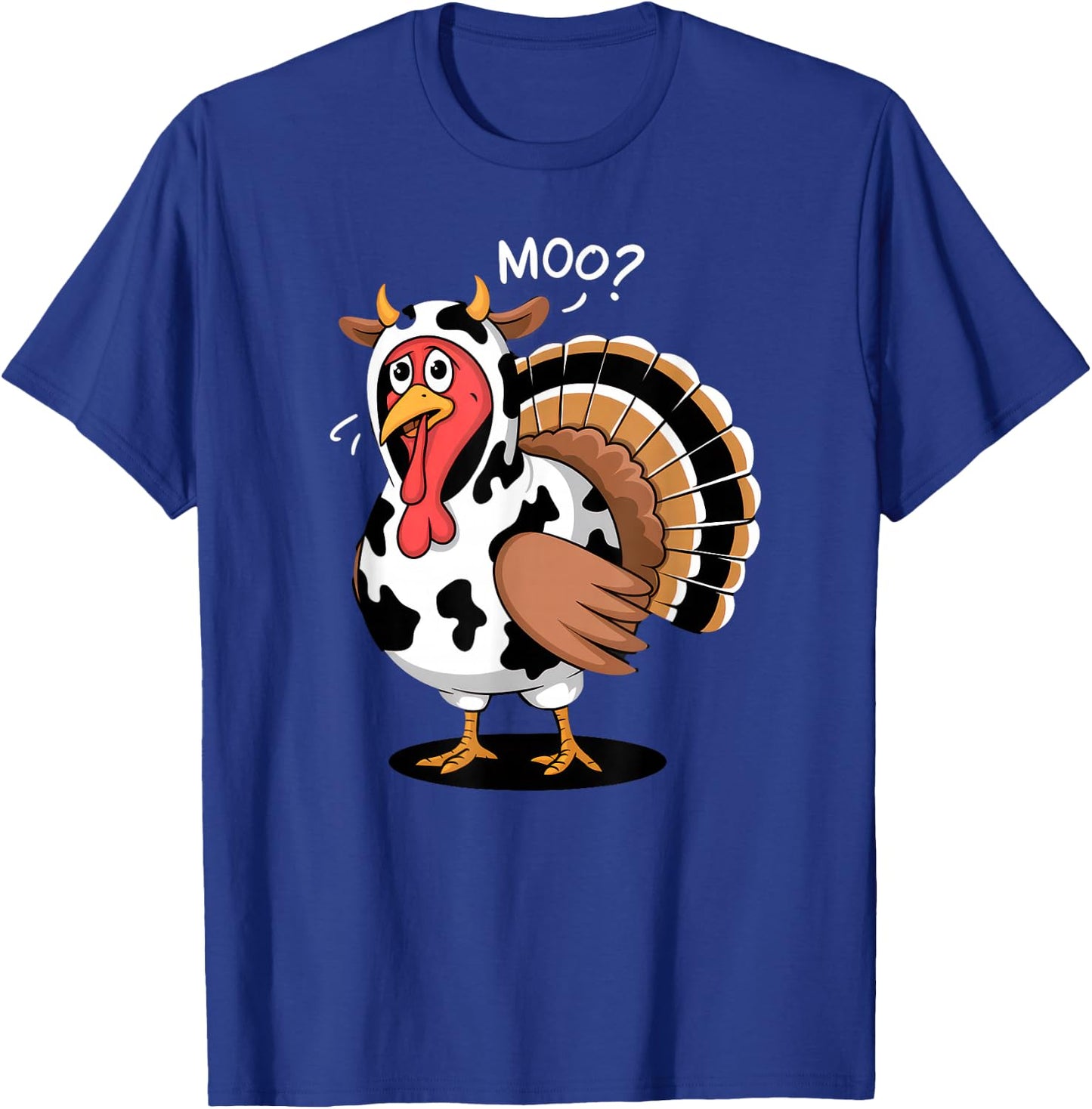Thanksgiving Turkey Moo Cow Funny Fall , Men T-Shirt - T-Shirt | Royal