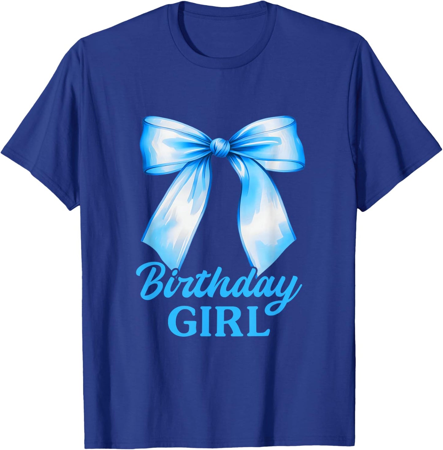 Birthday Girl Blue Coquette Bow Birthday Party Family T-Shirt - T-Shirt | Royal