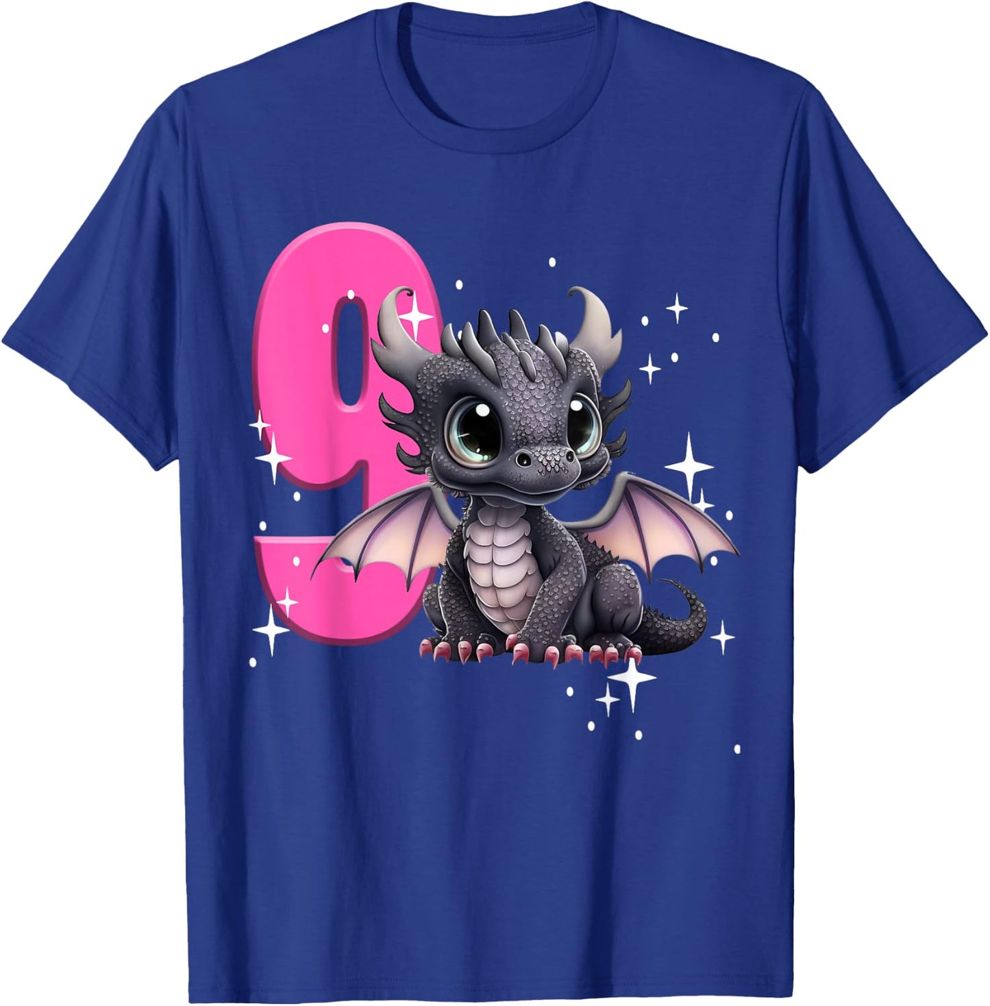 9th Birthday Shirt Dragon Party Birthday Girl Pink 9 Nine T-Shirt - T-Shirt | Royal