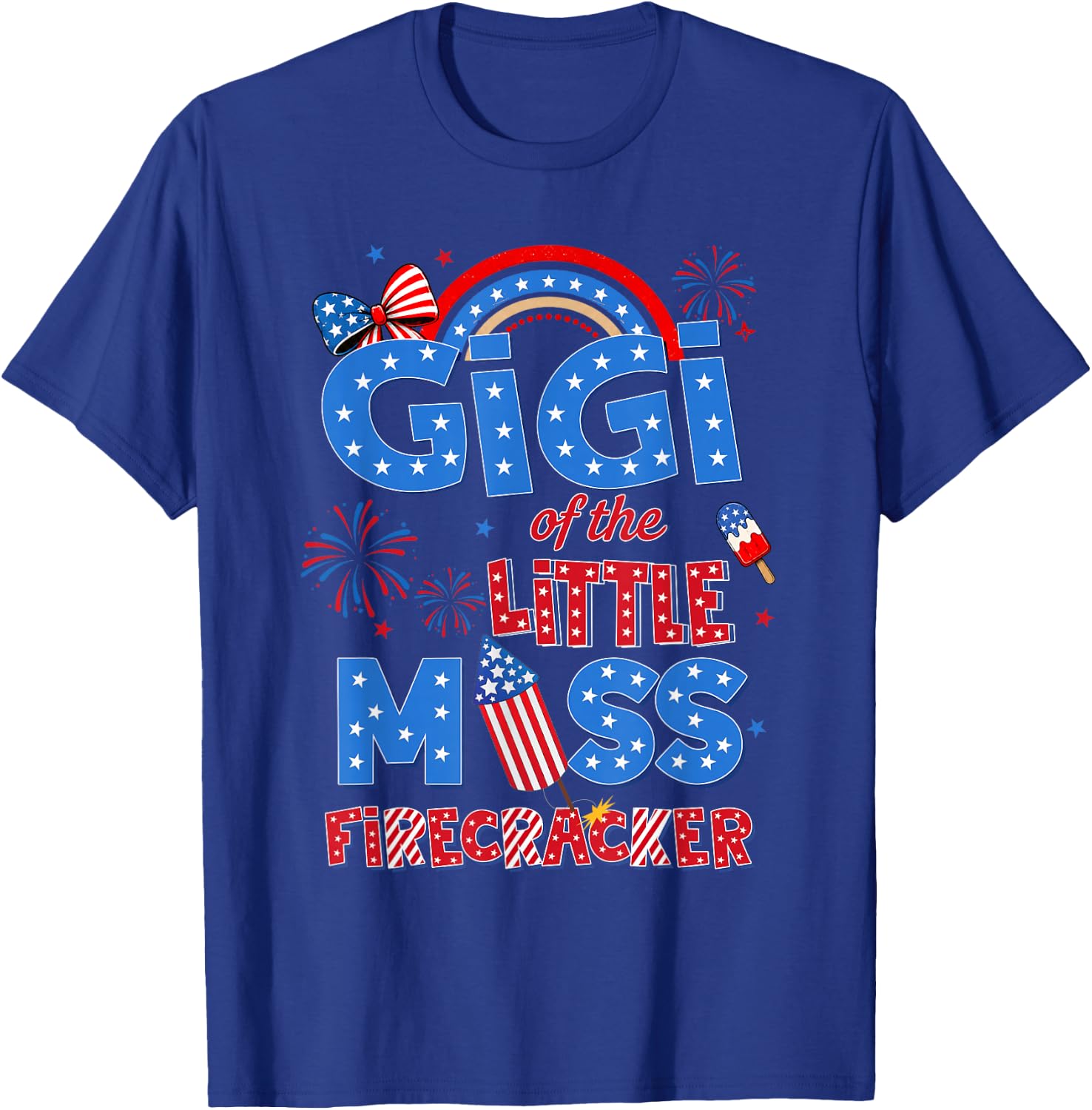Gigi of the Little Miss Firecracker Birthday 4th of July T-Shirt - T-Shirt | Royal