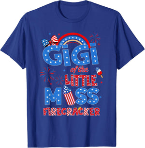 Gigi of the Little Miss Firecracker Birthday 4th of July T-Shirt - T-Shirt | Royal