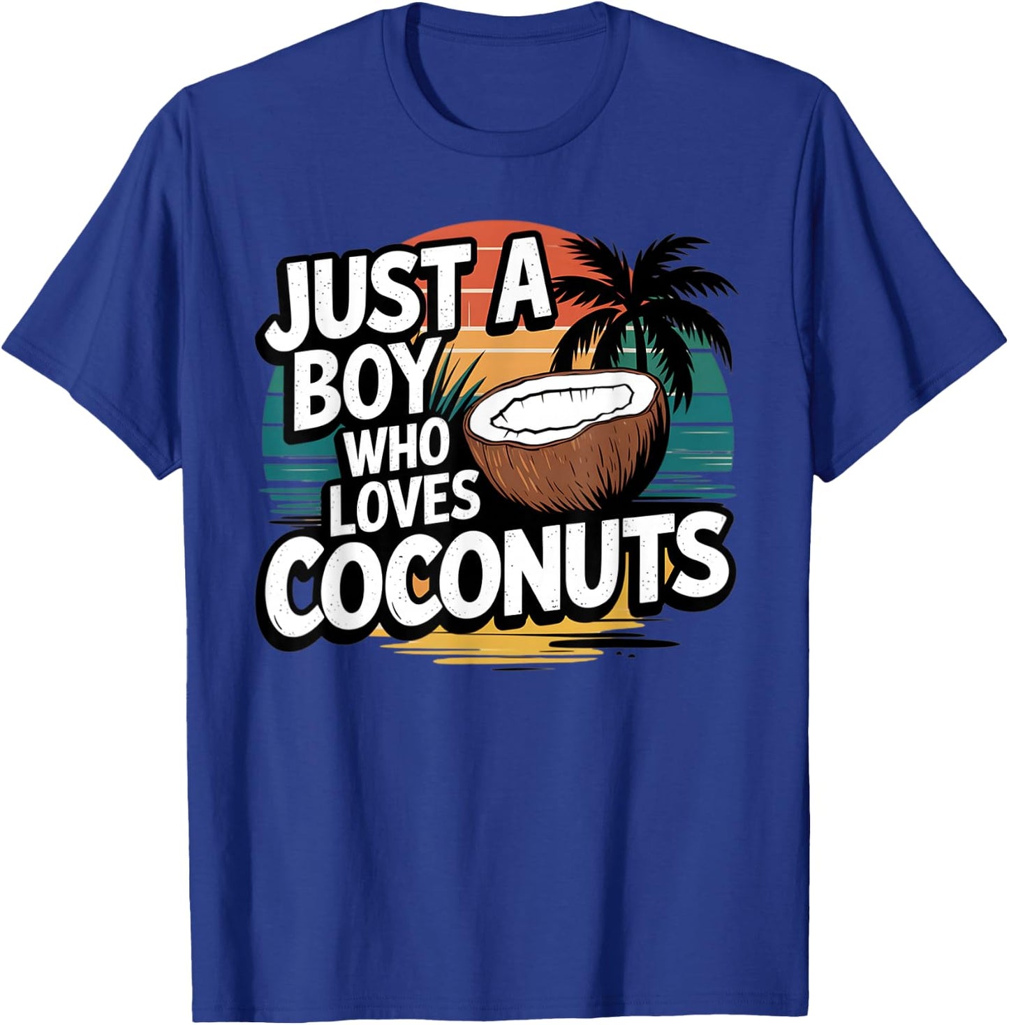 Just A Boy Who Loves Coconuts Retro Summer T-Shirt - T-Shirt | Royal