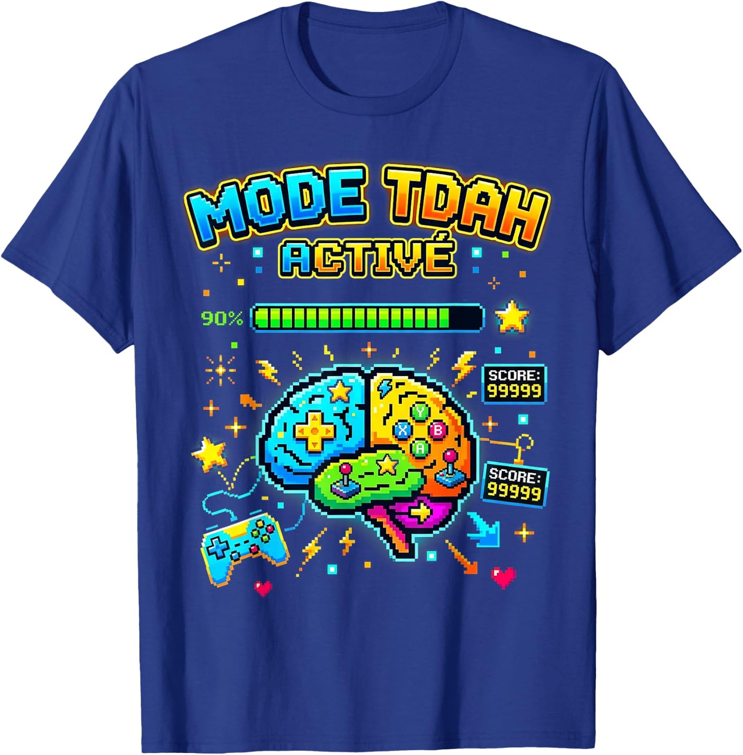 Gamer Mode TDAH Activé pour Neurodivergent Ado Enfant T-Shirt - T-Shirt | Royal