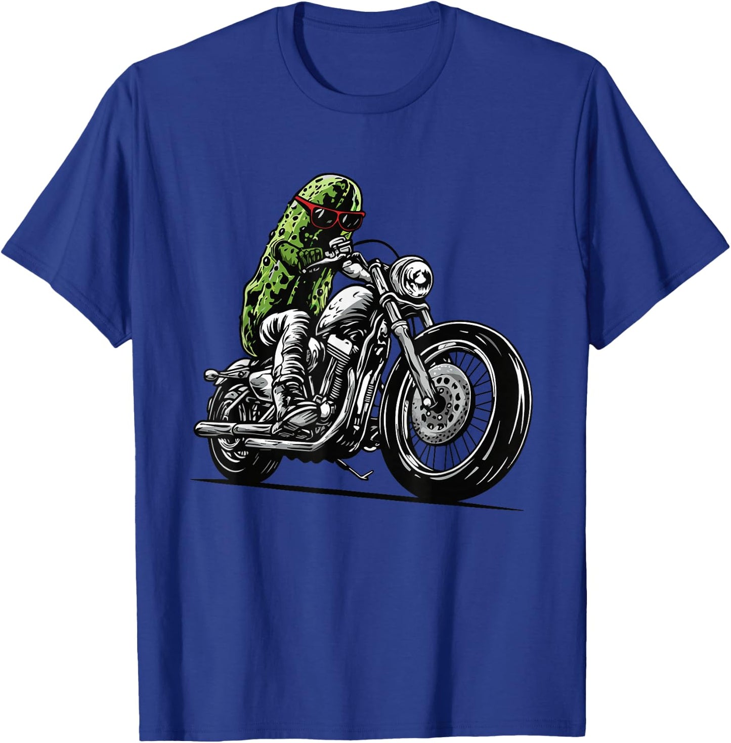 Pickle Motorcycle Biker Cucumber Vegetables T-Shirt - T-Shirt | Royal