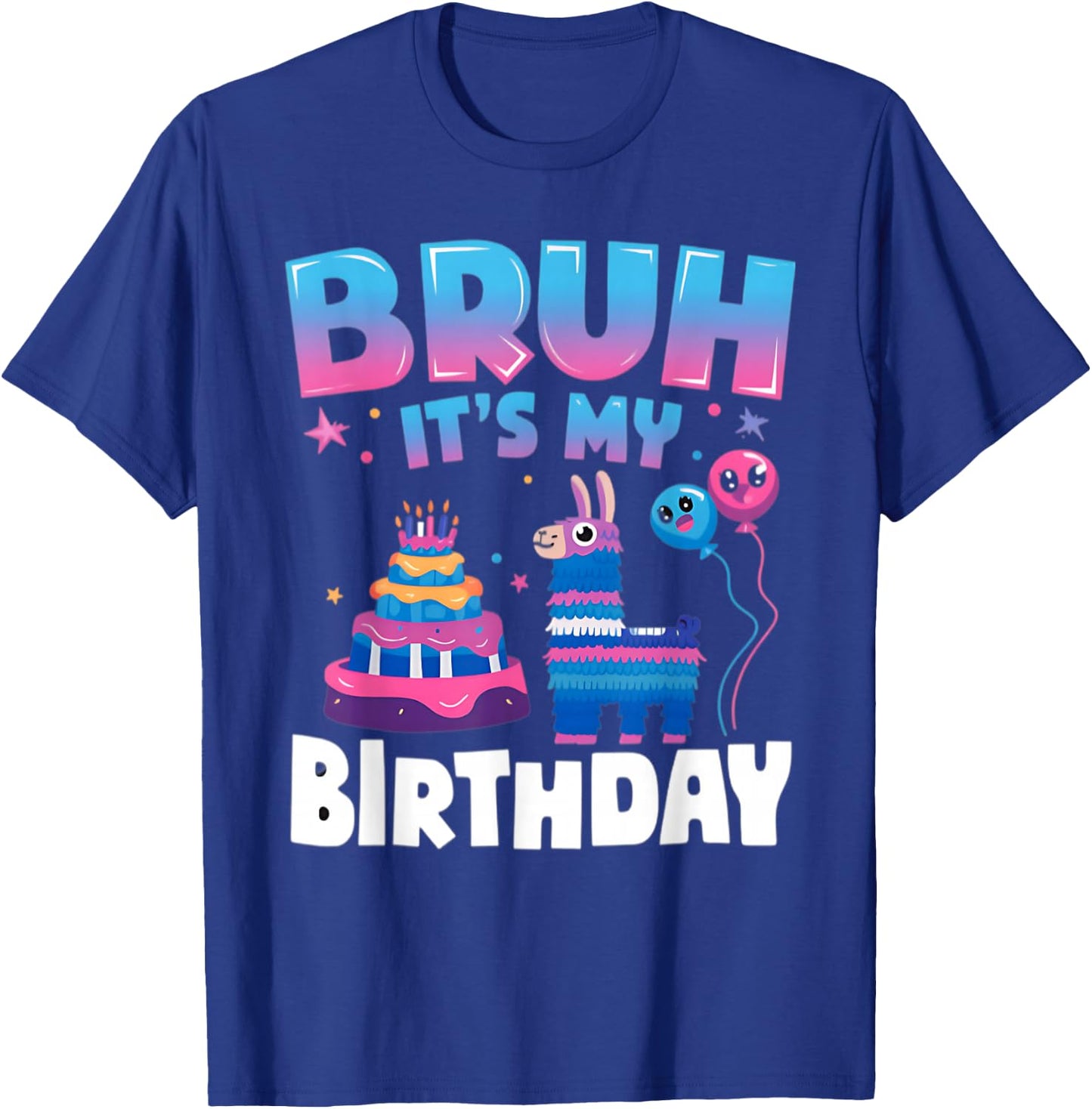 Bruh It's My Birthday Llama Pinata Kids Party T-Shirt - T-Shirt | Royal
