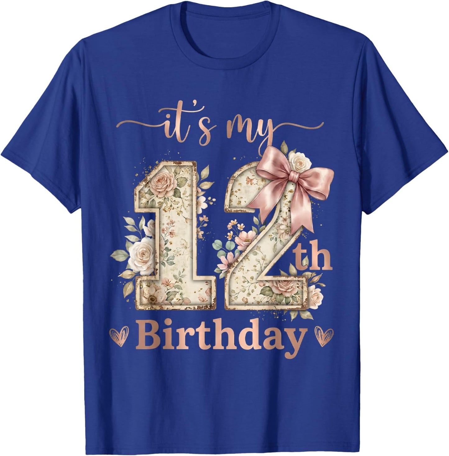 It's My 12th Birthday Girl Coquette Bow Pink 12 Year Old T-Shirt - T-Shirt | Royal