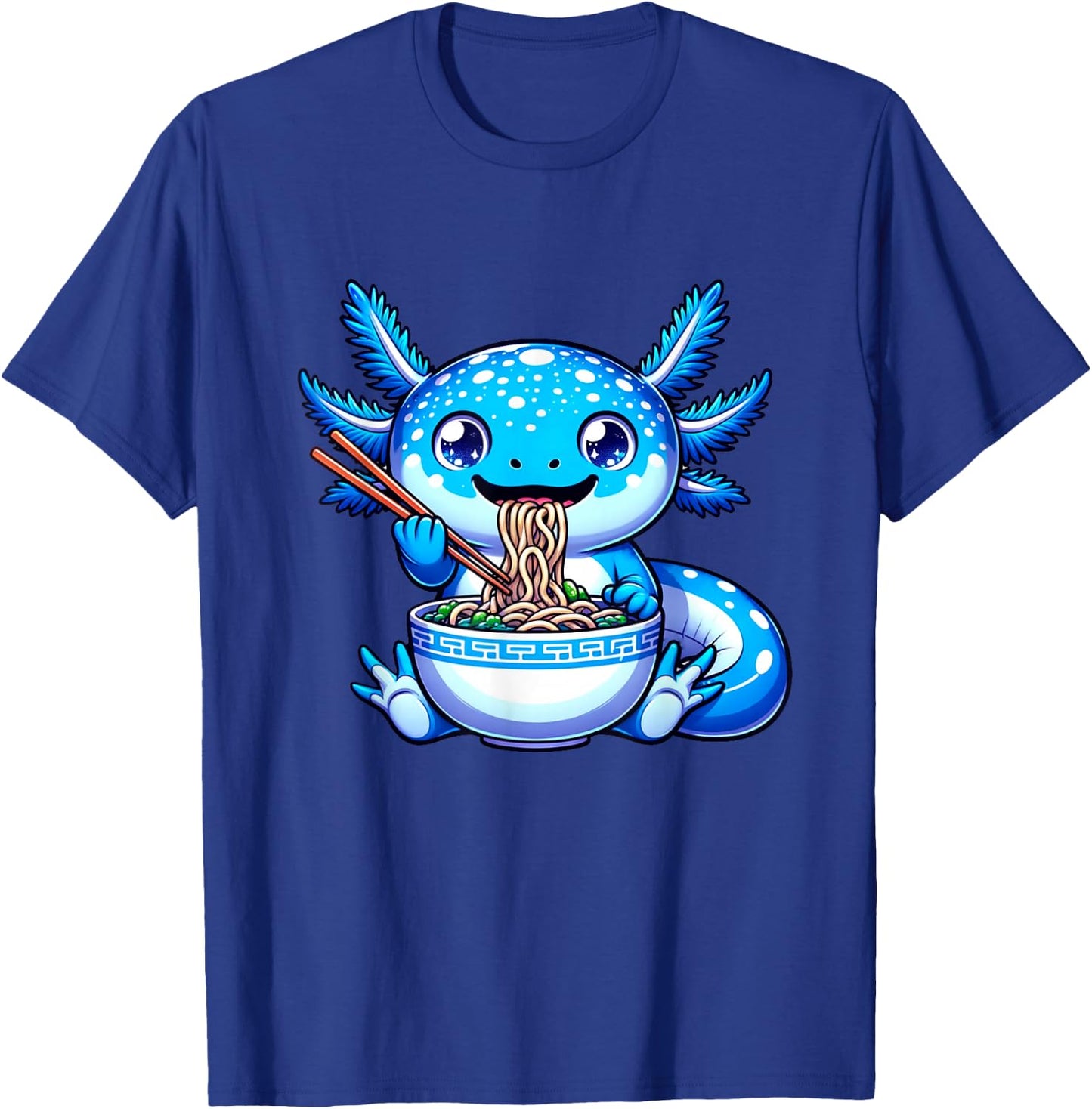 Kawaii Axolotl Ramen Anime Cutecore Teens Kids T-Shirt - T-Shirt | Royal