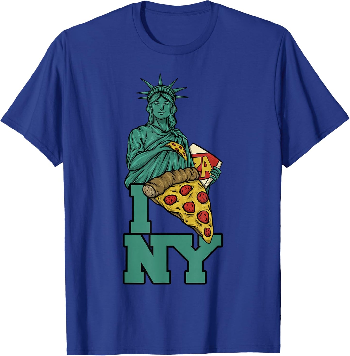I Love New York Pizza Statue of Liberty USA America Food T-Shirt - T-Shirt | Royal