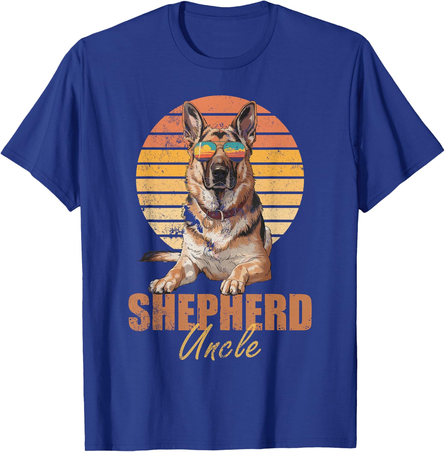 Cool Retro German Shepherd Uncle Funny Vintage Dog Lovers T-Shirt - T-Shirt | Royal