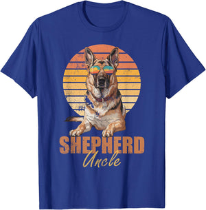 Cool Retro German Shepherd Uncle Funny Vintage Dog Lovers T-Shirt - T-Shirt | Royal