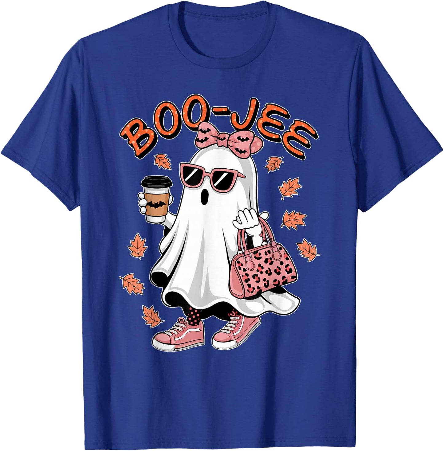 Cute Boo Jee Ghost Halloween Leopard Ghost Coffee T-Shirt - T-Shirt | Royal