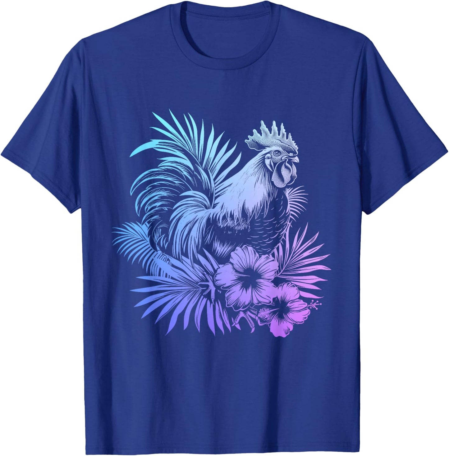Rooster Hawaiian Flowers Chicken Kauai Hawaii Vintage T-Shirt - T-Shirt | Royal