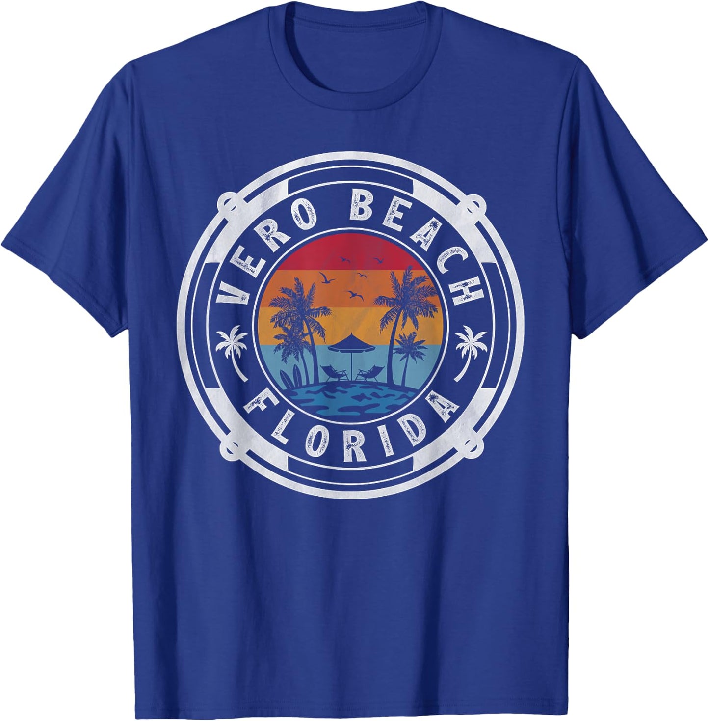 Vero Beach Florida Summer Vacation Vintage Sunset T-Shirt - T-Shirt | Royal