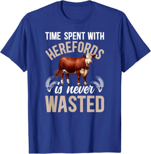 Time Spent With Hereford Cow Lover Hereford Cattle T-Shirt - T-Shirt | Royal