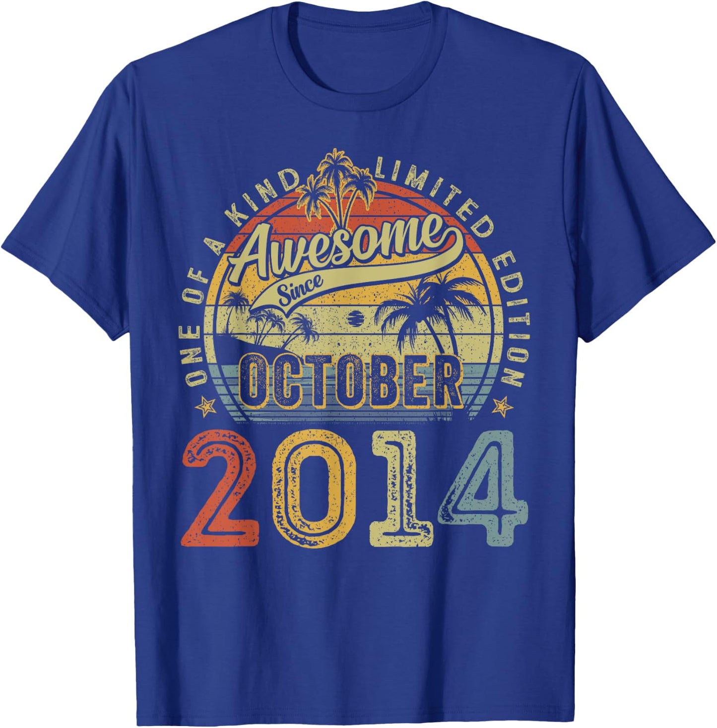 Awesome Since October 2014 Vintage Boys Girls 10th Birthday T-Shirt - T-Shirt | Royal