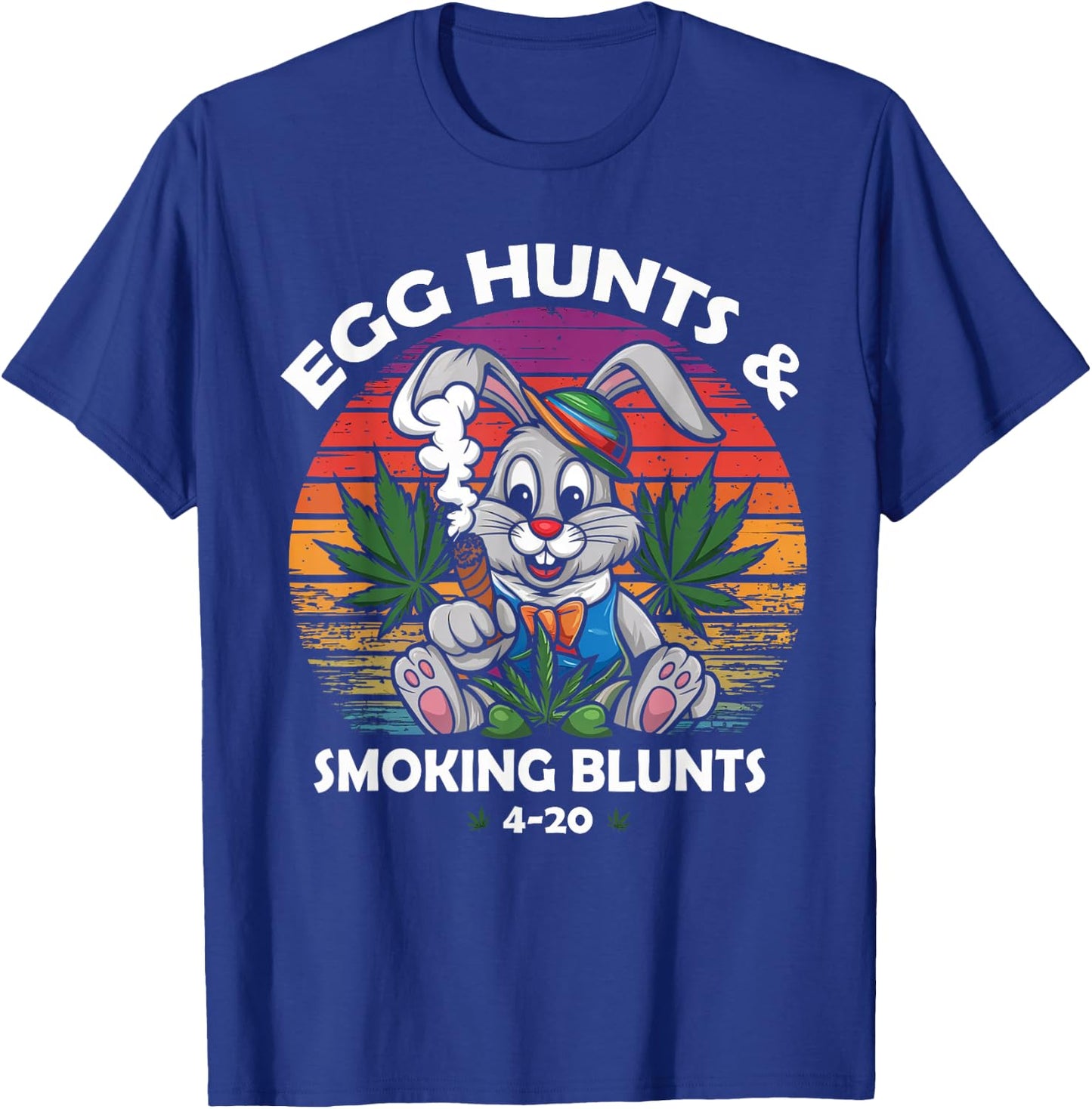 Stoned Easter Bunny With Joint 4/20 Marijuana Easter 420 Day T-Shirt - T-Shirt | Royal