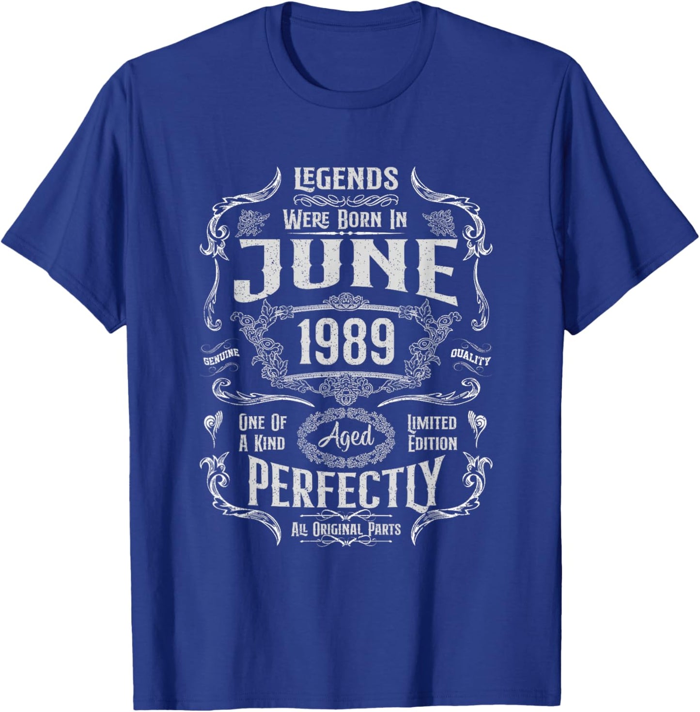 Vintage 37th Birthday Legends were Born in June 1989 T-Shirt - T-Shirt | Royal