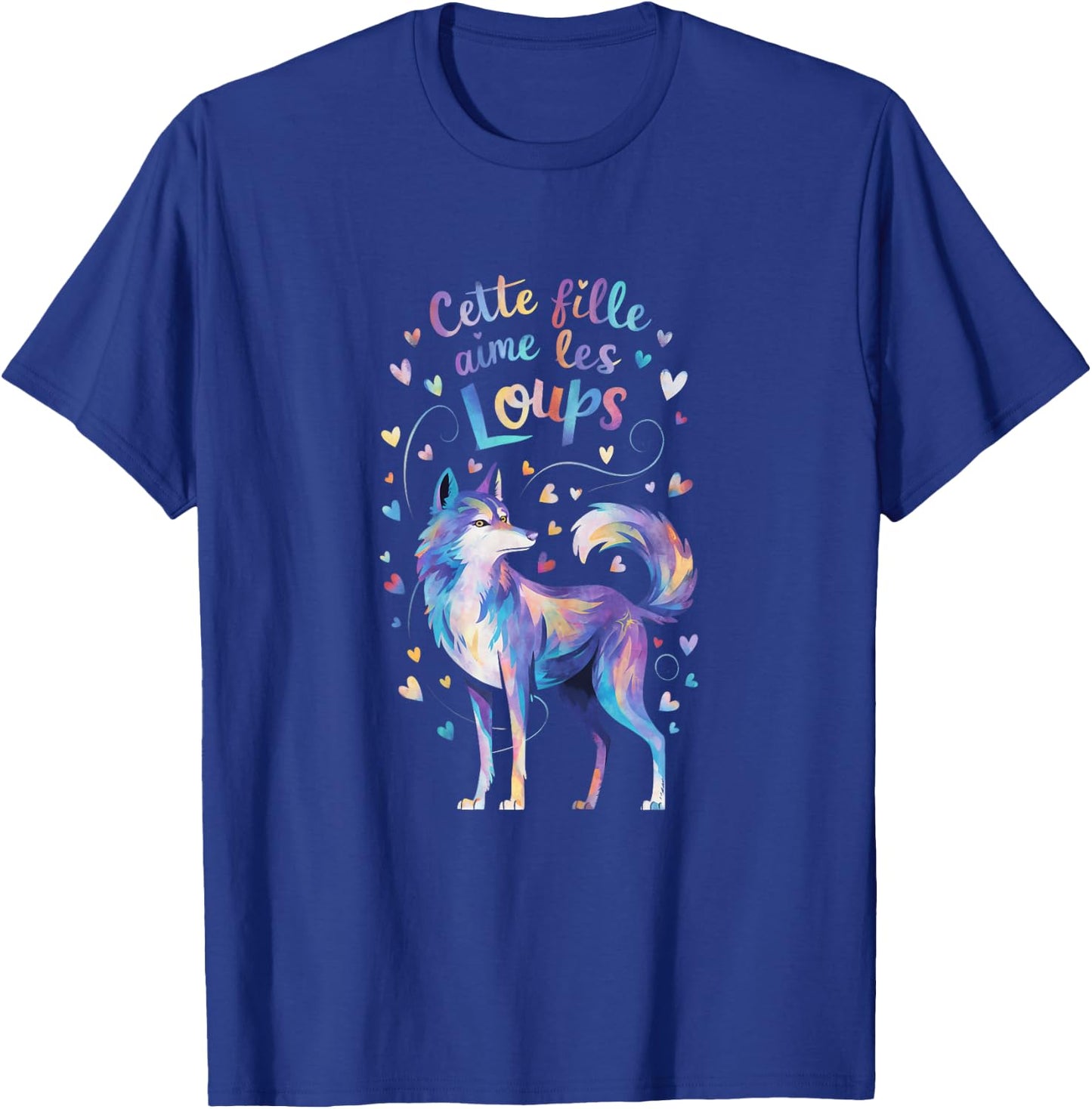 Cette Fille Aime les Loups Gift Cute , Black, Female X-Small T-Shirt - T-Shirt | Royal
