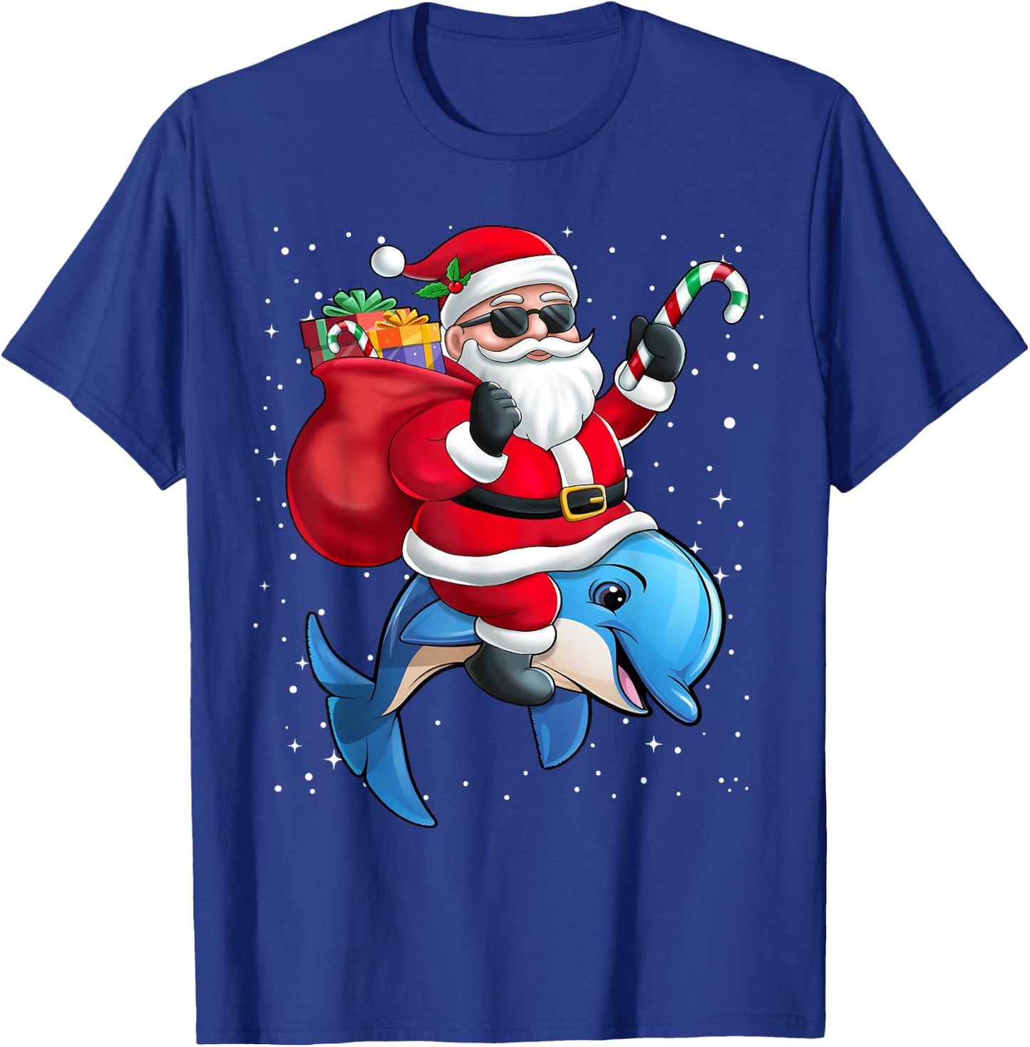 Santa Claus Riding A Dolphin Christmas Boy Girl Kids T-Shirt - T-Shirt | Royal