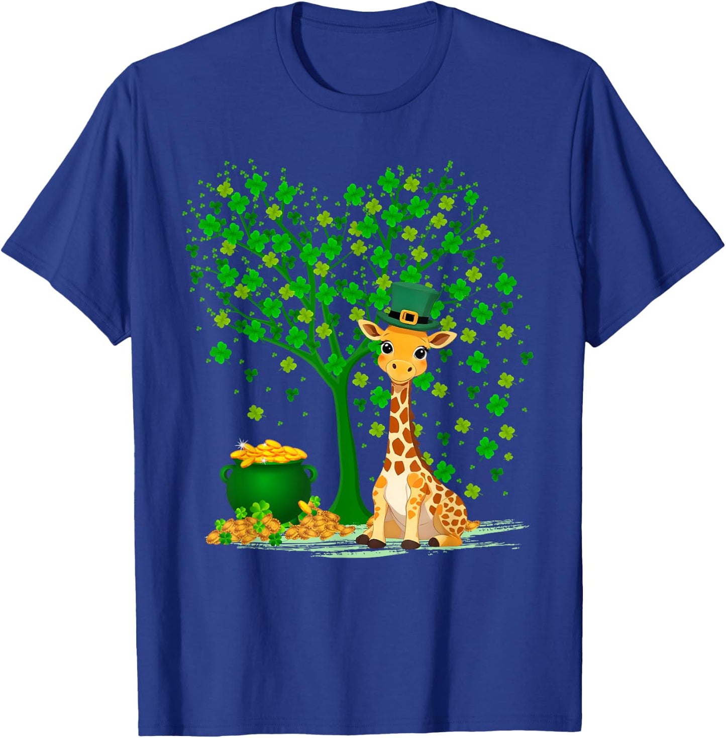 Shamrock Tree Leprechaun Hat Giraffe St Patrick's Day T-Shirt - T-Shirt | Royal