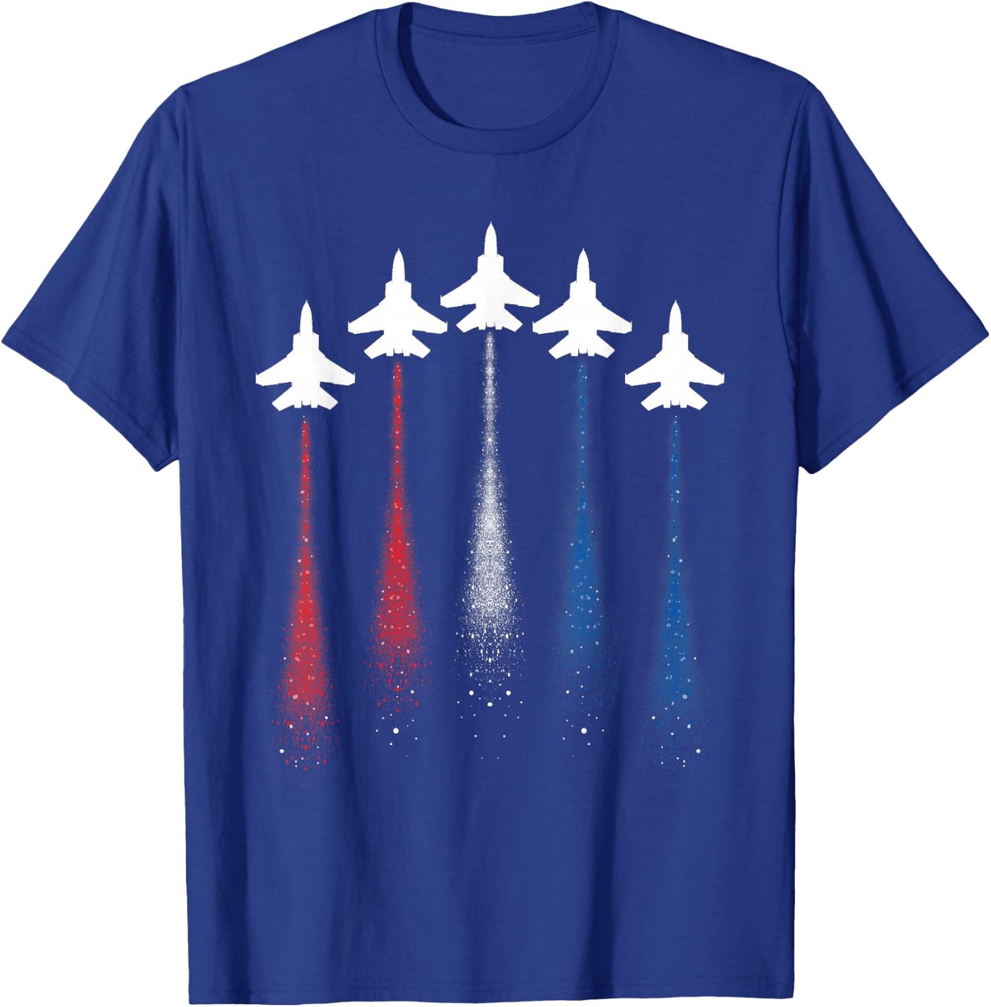 Patriotic USA Flag Red White Blue Fighter Jets 4th of July T-Shirt - T-Shirt | Royal