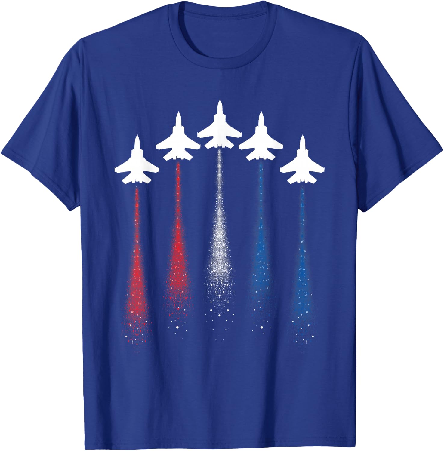 Patriotic USA Flag Red White Blue Fighter Jets 4th of July T-Shirt - T-Shirt | Royal