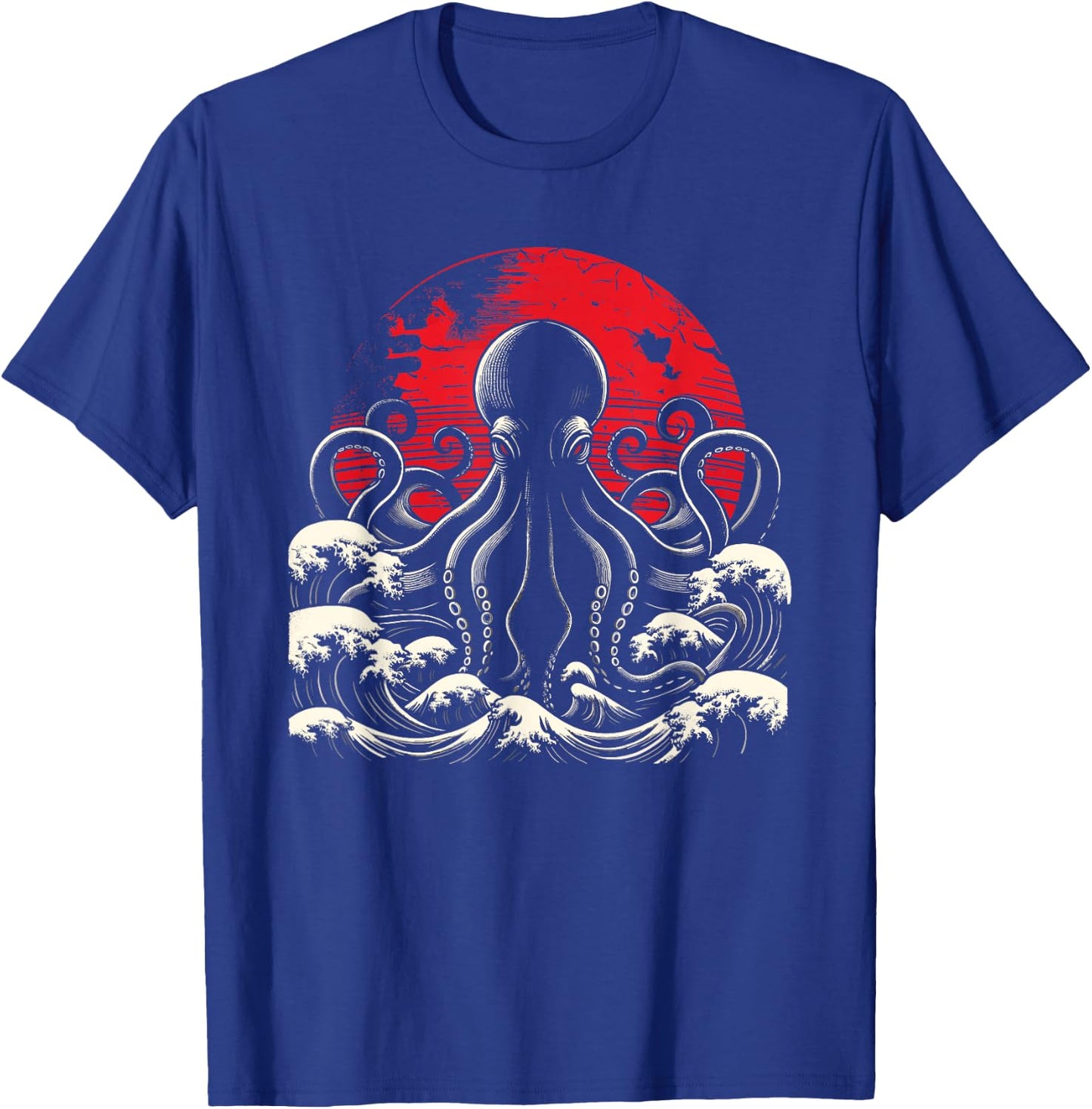 Horror Octopus Octopus Giant Octopus Japanese Waves Octopus T-Shirt - T-Shirt | Royal