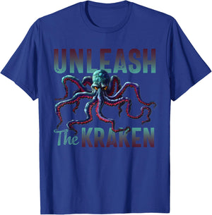 Kraken Vintage Unleash the Giant Kraken T-Shirt - T-Shirt | Royal