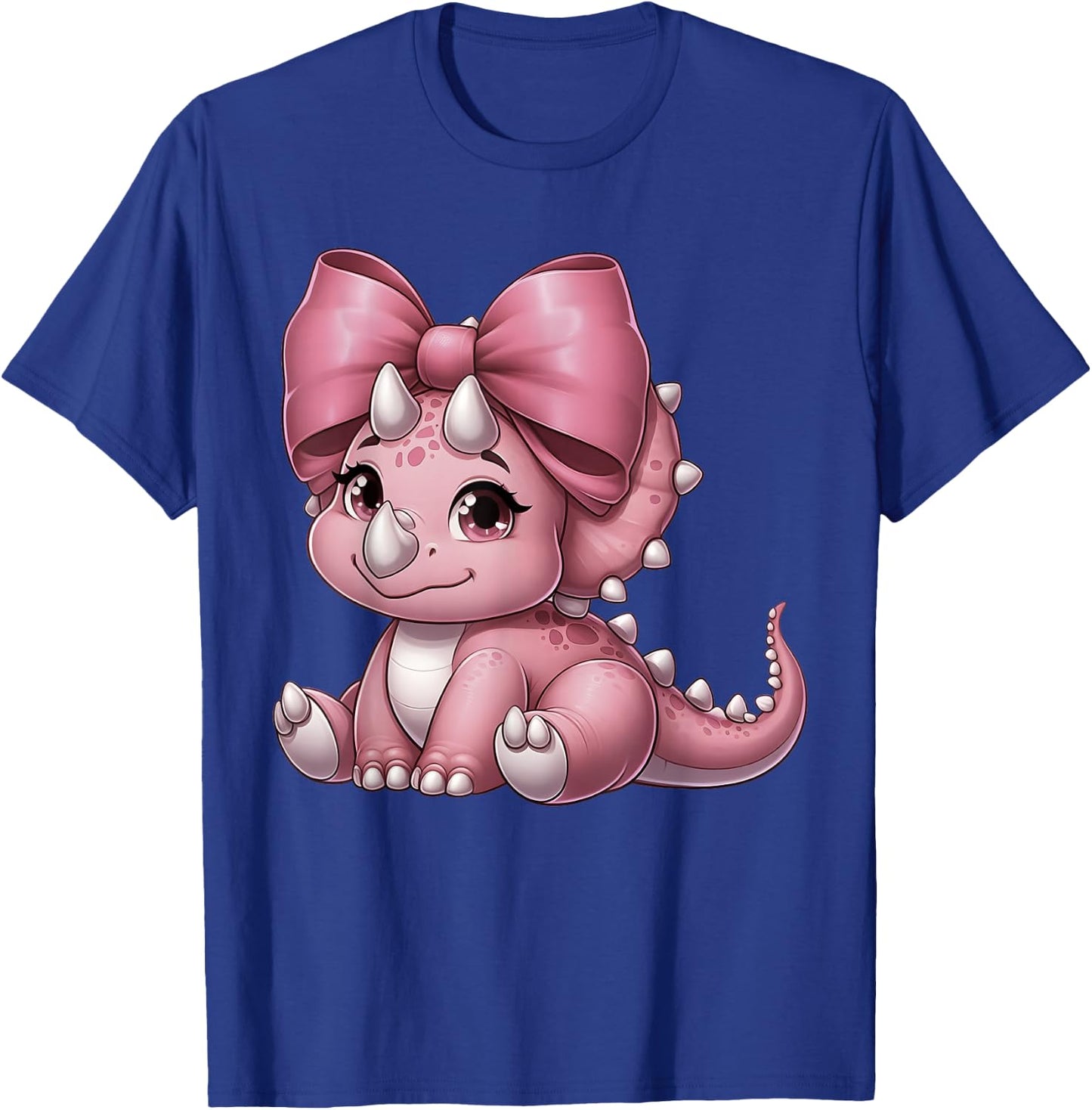 Coquette Bow Triceratops Dinosaur Women Mom Girl Pink Ribbon T-Shirt - T-Shirt | Royal