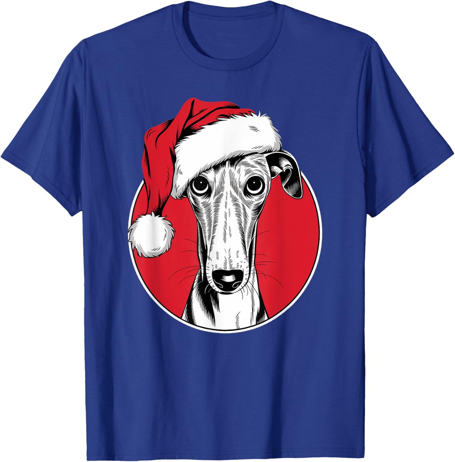 Joyful Greyhound Santa Dog on Greyhound Christmas Women Kids T-Shirt - T-Shirt | Royal