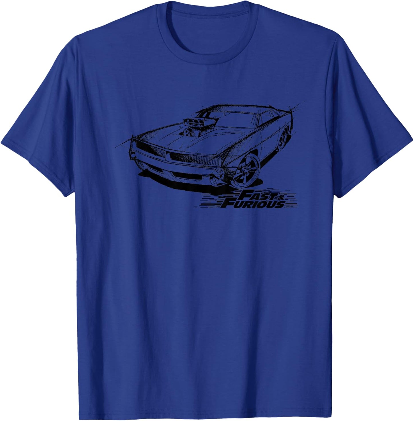 Kids Fast & Furious Dom's Charger Sketch Kid's T-Shirt - T-Shirt | Royal