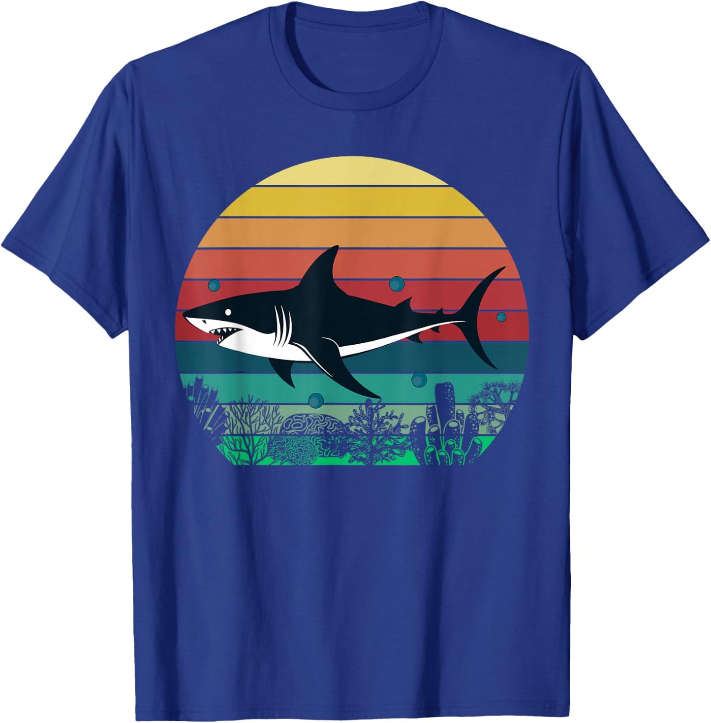Blue Shark Retro or Boys T-Shirt - T-Shirt | Royal