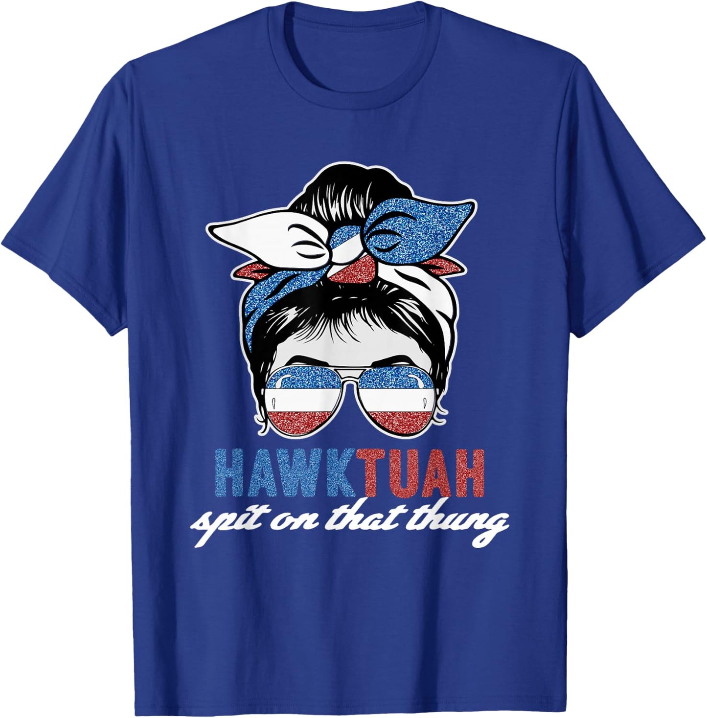 Hawk Tush American Flag Blue Red White Men Women USA Funny T-Shirt - T-Shirt | Royal