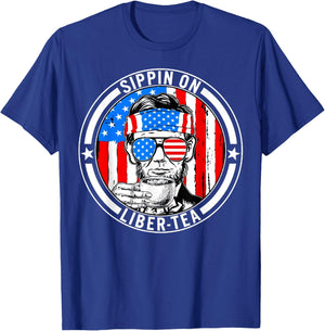 Funny 4th of July Sippin On Liber-Tea Liberty Men Women Kids T-Shirt - T-Shirt | Royal