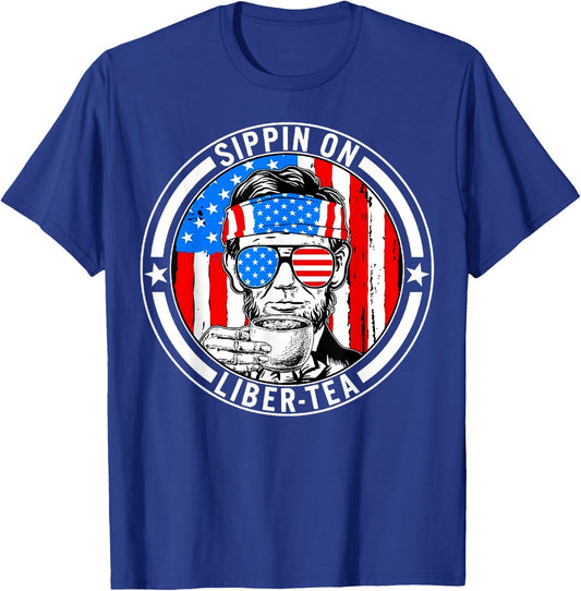 Funny 4th of July Sippin On Liber-Tea Liberty Men Women Kids T-Shirt - T-Shirt | Royal